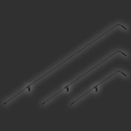 AUD miniaturized condenser microphone boom showing adjustable length mechanism and mounting hardware detail