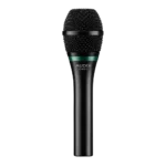 AUD OMX-E dynamic vocal microphone shown from side angle with grille and body detail
