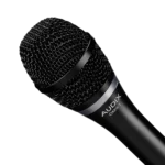 AUD OMX-T dynamic vocal microphone showcasing professional capsule design and grille construction
