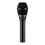 AUD OMX-T dynamic vocal microphone shown from side angle with grille and body detail