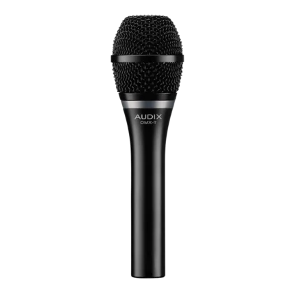 AUD OMX-T dynamic vocal microphone shown from side angle with grille and body detail