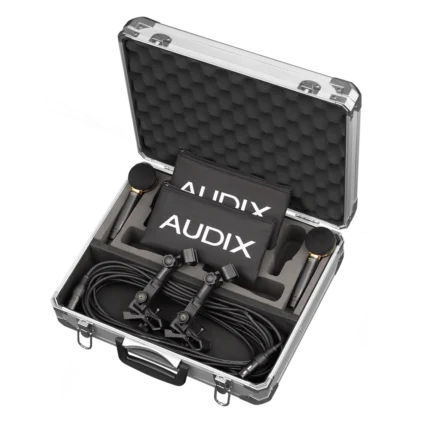 AUD piano miking system showing microphone placement and mounting hardware configuration