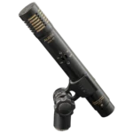 AUD professional electret condenser microphone showing pad and roll-off filter controls detail