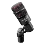 AUD professional drum microphone package showing close-up detail of microphone capsule and mounting hardware