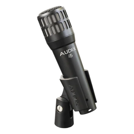 AUD professional drum microphone set showing microphone capsule detail and mounting hardware components