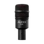 AUD professional dynamic instrument microphone shown from side angle with grille and body detail