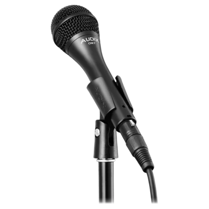AUD professional dynamic vocal microphone showing mesh grille and capsule detail