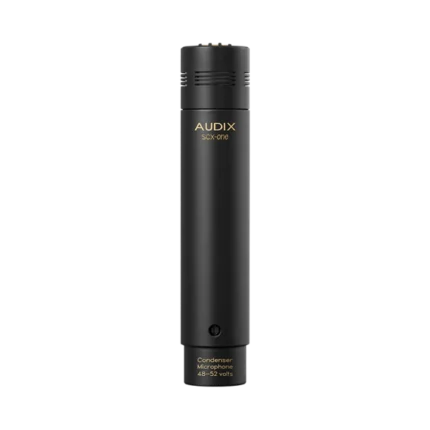 AUD professional studio cardioid condenser microphone showing side profile and capsule design