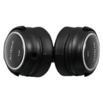 AUD Professional Studio Headphones rear panel showing cable connection and build quality details