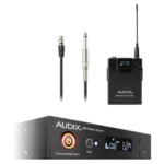 AUD R41 RX B60 bodypack wireless transmitter with guitar cable connection detail view