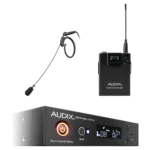 AUD R41 RX B60 bodypack transmitter with HT7 headworn microphone connector detail