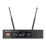 AUD R41 RX B60 bodypack transmitter with HT7 headworn microphone capsule attached