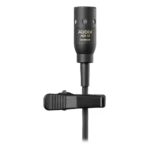 AUD R41 RX receiver with B60 bodypack transmitter and ADX10 lavalier microphone shown from side angle