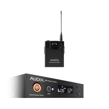 AUD R41 RX wireless receiver and B60 bodypack transmitter system components