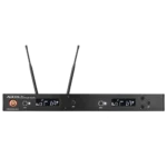 AUD R42 two channel wireless receiver with dual H60 OM5 handheld transmitters detail