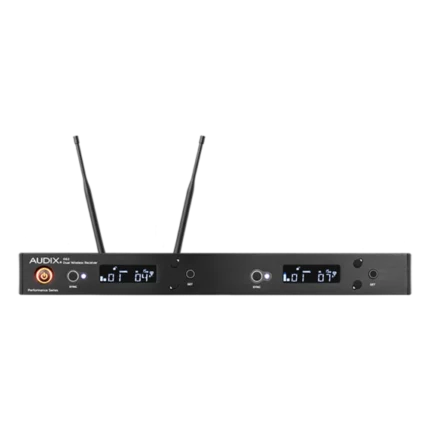 AUD R62 KIT true diversity receiver rear panel showing antenna connectors and audio outputs