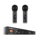 AUD R62 two channel wireless receiver with dual H60 OM5 handheld transmitters, rear panel connections