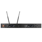 AUD R62 two channel wireless receiver with dual H60 OM5 handheld transmitters detail view