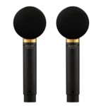AUD SCX25A matched pair large diaphragm condenser microphones shown from side profile angle