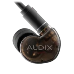 AUD Studio Quality earphones showing precision driver detail and acoustic tuning components