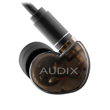 AUD Studio Quality earphones showing precision driver detail and acoustic tuning components