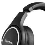 AUD Studio Reference headphones worn during professional audio mixing and mastering session