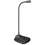 AUD USB12 condenser microphone shown from side angle with XLR connector visible