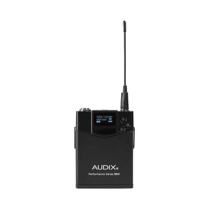 AUD 64 MHz wireless bodypack transmitter with antenna connector and control interface