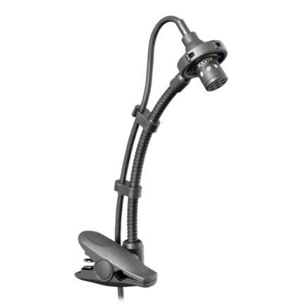 AUD wireless condenser instrument microphone showing internal component detail and capsule construction