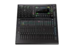 Allen & Heath Qu-5 digital mixer showing faders, touchscreen display, and control interface