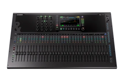 Allen & Heath Qu-7D digital mixer showing Dante networking ports and rear panel connections