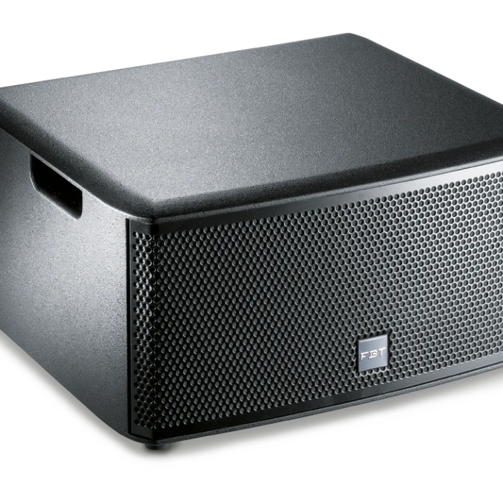 FBT ARCHON 208S powered subwoofer rear panel showing XLR inputs, speaker outputs, and control connections