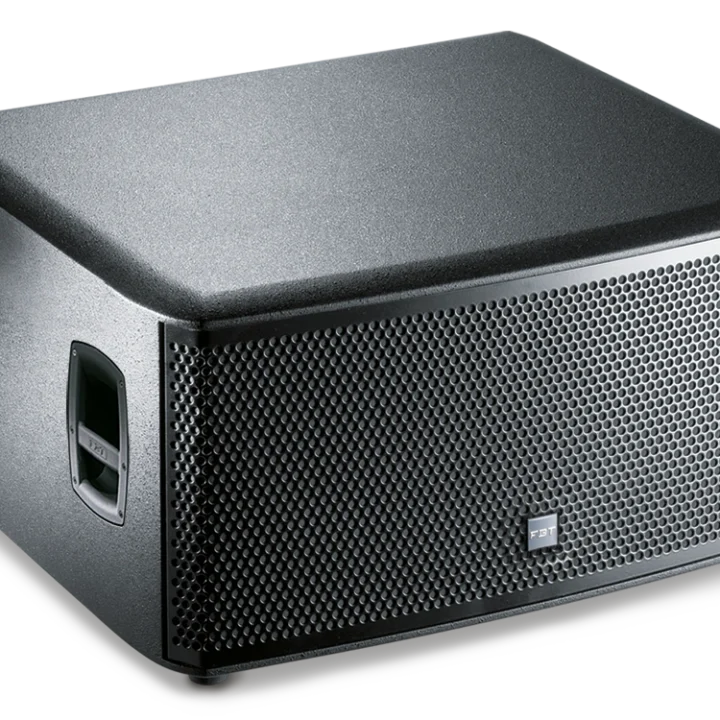 FBT ARCHON 215S powered subwoofer rear panel showing XLR inputs, amplifier controls, and specifications