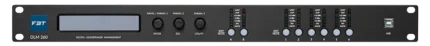 FBT DLM-260 digital loudspeaker management processor showing rear panel connections and XLR inputs outputs
