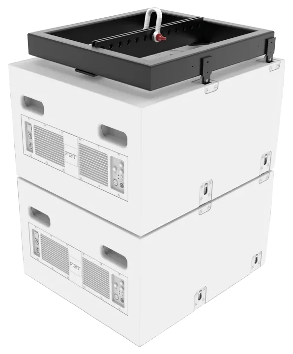 FBT MITUS 12 inch subwoofer with integrated flybar rigging frame front view