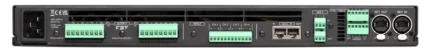 FBT MIURA 604I 6-channel DSP power amplifier rear panel showing input connectors and output terminals