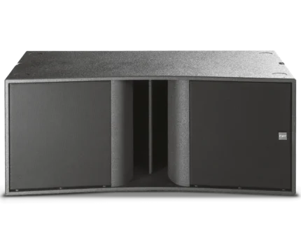 FBT MYRA 218S dual 18-inch passive subwoofer module rear panel with connectors and specifications