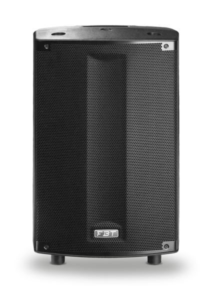 FBT PromaxX 114A powered loudspeaker shown from side angle displaying cabinet depth and connectivity