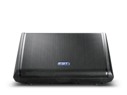 FBT StageMaxX 12MA powered stage monitor wedge speaker shown at angle with control panel visible