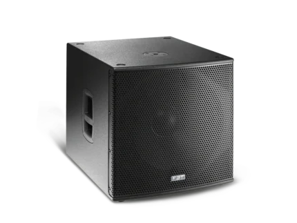 FBT SUBLINE 118SA powered subwoofer showing rear panel connections and controls detail