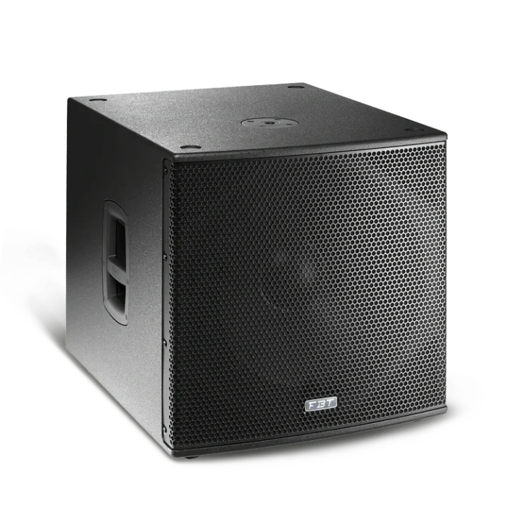 FBT SUBLINE 118SA powered subwoofer showing rear panel connections and controls detail