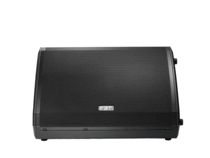FBT VENTIS 112MA powered stage monitor wedge speaker shown at angle with control panel visible