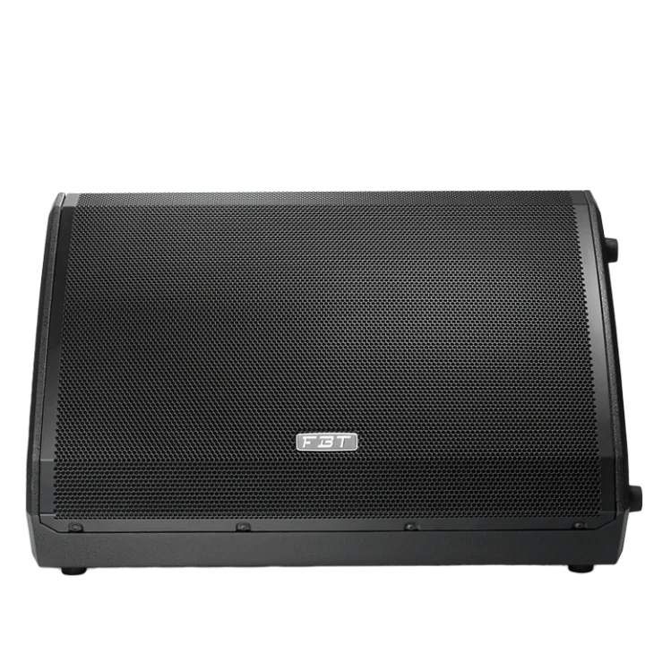 FBT VENTIS 112MA powered stage monitor wedge speaker shown at angle with control panel visible