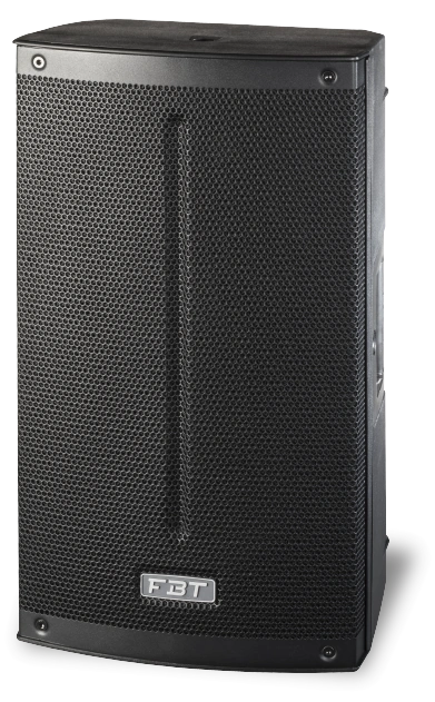 FBT X-Lite 108A portable PA speaker showing rear panel controls and connectivity options
