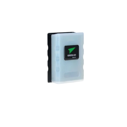 Green-GO Beacon wireless intercom system displayed from side angle showing compact form factor