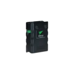 Green-GO Beltpack X Sport wireless intercom beltpack shown from side angle with control interface visible