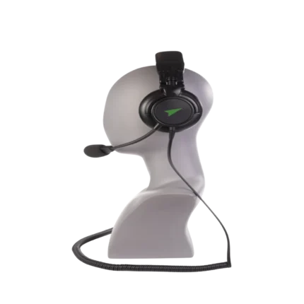 Green-GO GGO digital headset worn during professional audio production session