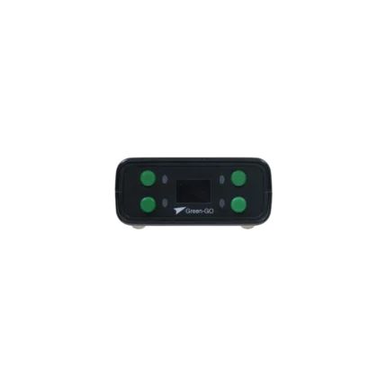 Green-GO Slim Radio X compact wireless intercom transceiver with illuminated display and control buttons