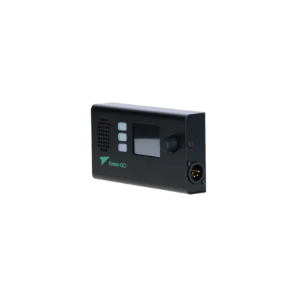 Green-GO Wallpanel X digital intercom system with illuminated buttons and display screen front view