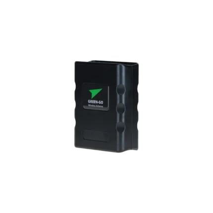Green-GO wireless antenna front view with mounting bracket and connector ports